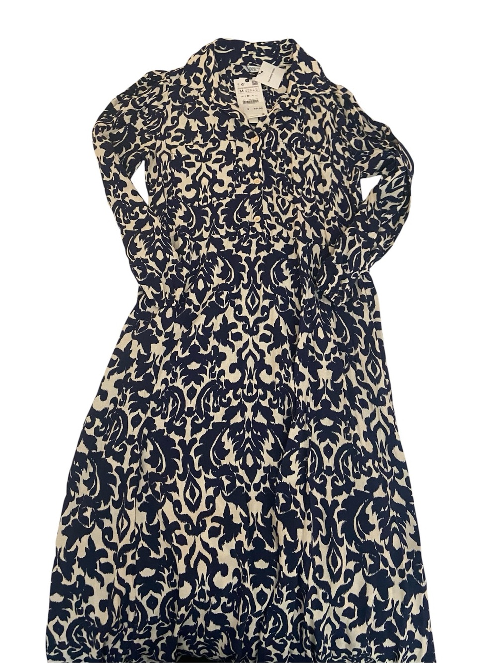 NWT ZARA PRINTED LONG SLEEVE MAXI DRESS SIZE MEDIUM